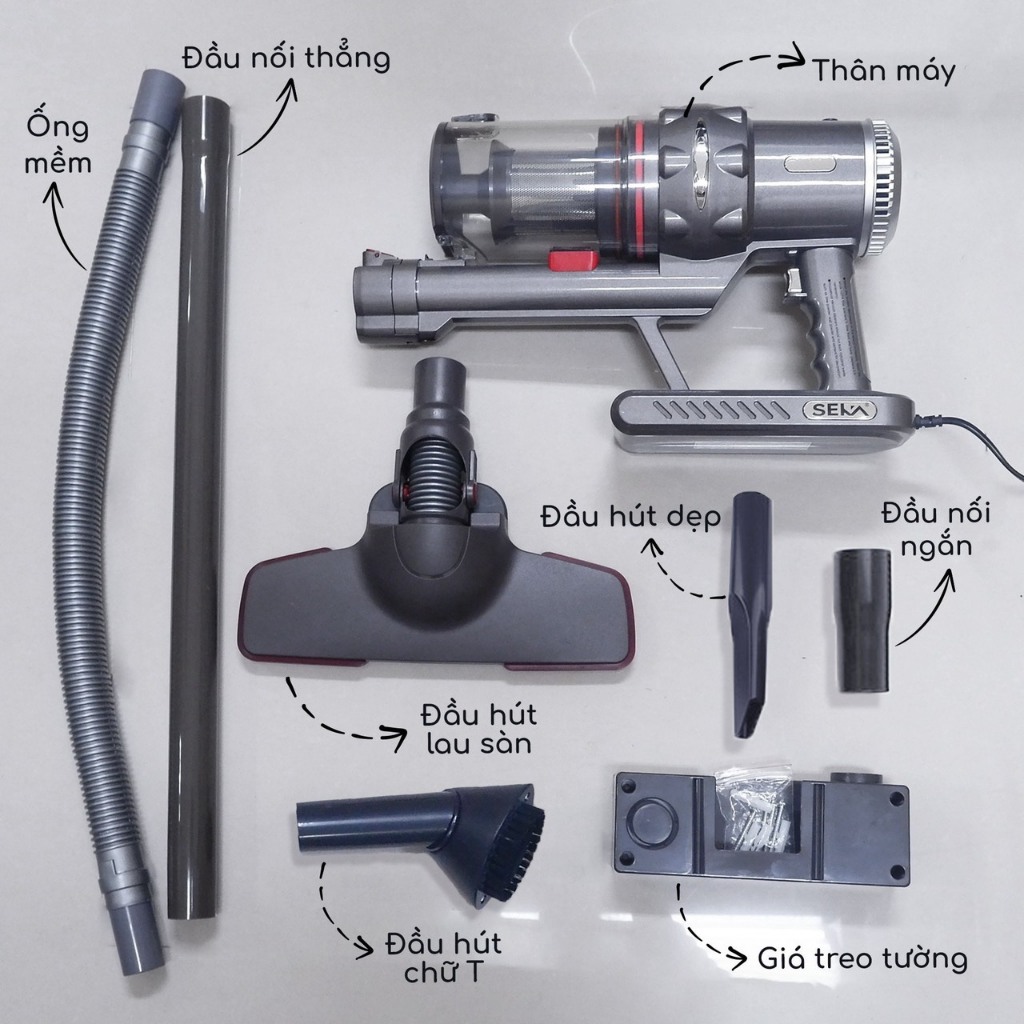 Máy Hút Bụi Cầm Tay SEKA SK-09Max Công Suất 2000W Lực Hút Cực Mạnh Làm Sạch Dễ Dàng