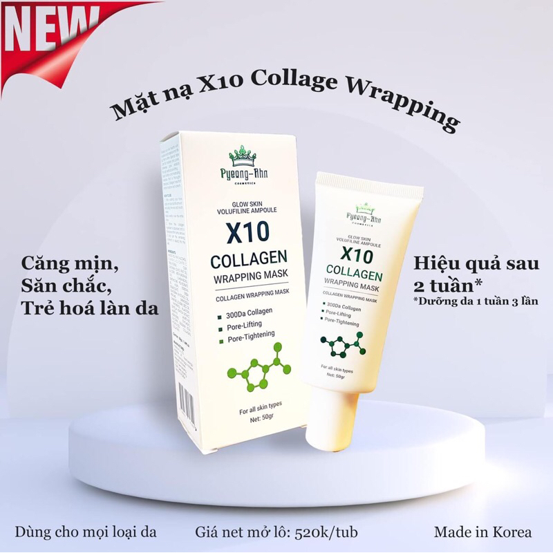 Mặt nạ Collagen Wrapping Pyeong ahn thuần chay giúp da Căng bóng sáng mịn không chảy xệ, rãnh nhăn