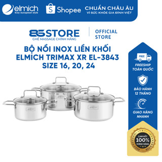 Bộ 3 nồi inox 304 cao cấp 3 đáy liền khối Elmich Trimax XR EL-3843 size 16, 20, 24cm