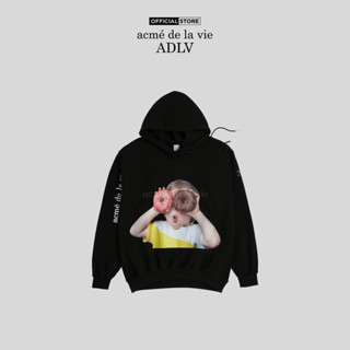 Áo hoodie ADLV Baby Face DONUT 1 R dáng oversized màu đen - Hàng chính hãng