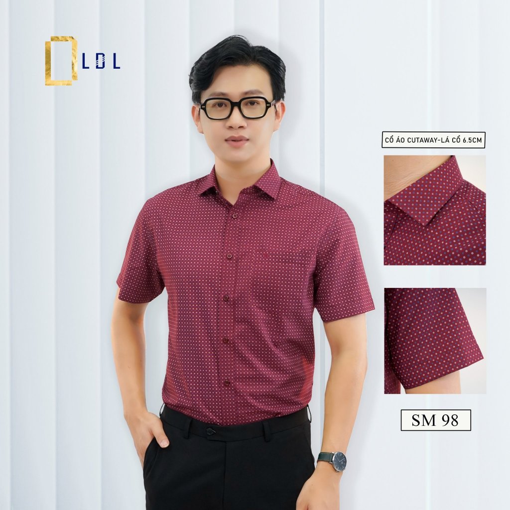 ÁO SƠ MI NAM CỌC TAY công sở kiểu Hàn Quốc chấm pi chất liệu BAMBOO hạn chế nhăn nhàu LDL