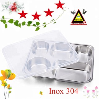 Khay cơm inox 5 ngăn nắp nhựa - Model: HT-5VN - Chất liệu inox 304