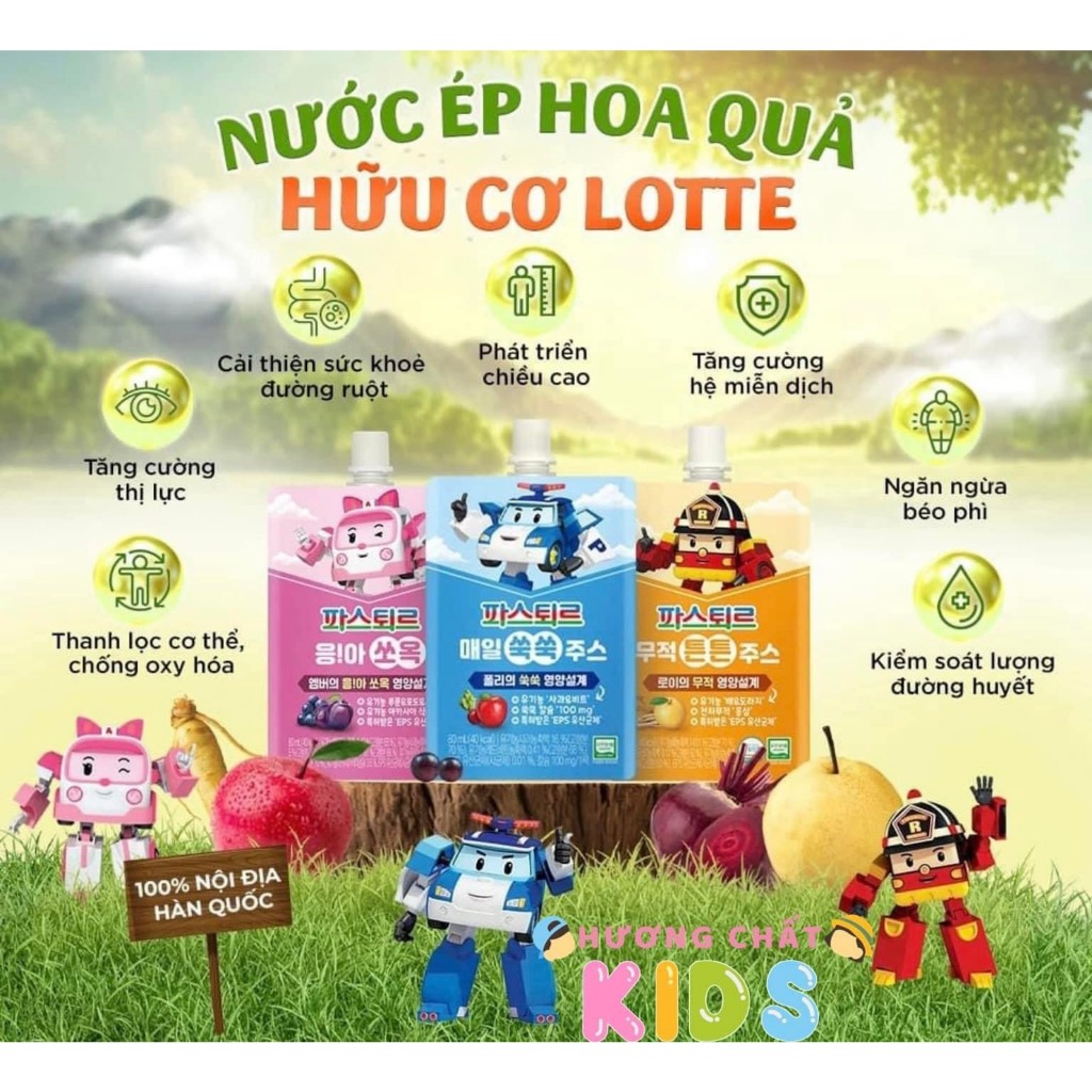 Nước Dinh Dưỡng Lotte Từ Hoa Quả Và Rau Củ Organic Giúp Bé Phát Triển