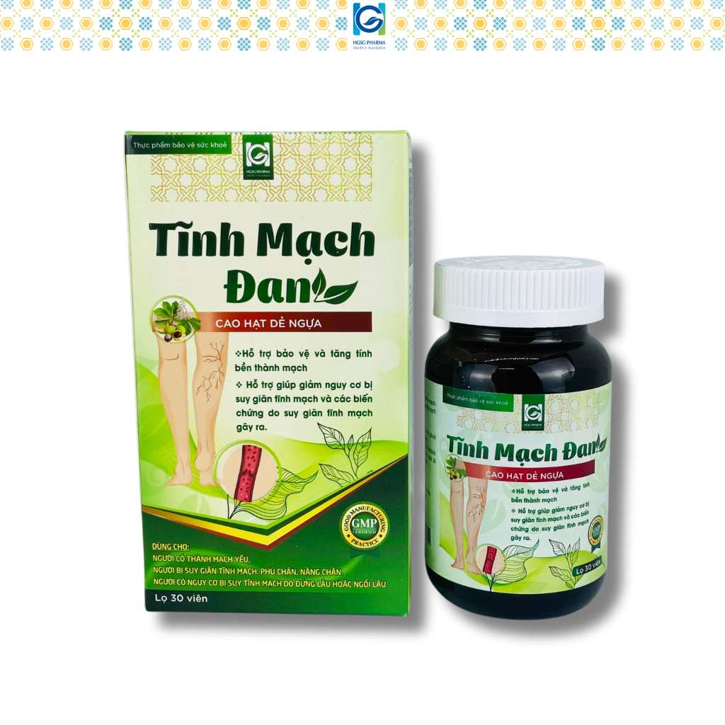 Viên uống hỗ trợ giãn tĩnh mạch HGSG pharma TĨNH MẠCH ĐAN (Hộp 30 viên)