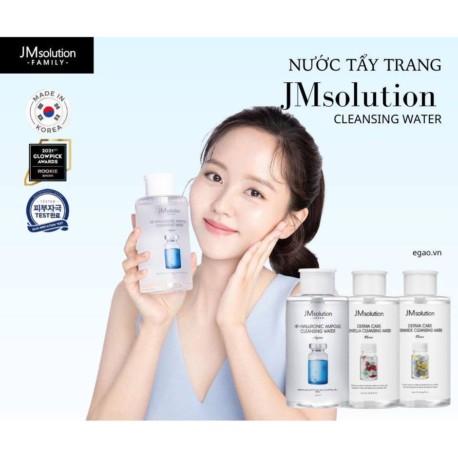 Nước Tẩy Trang JM Solution H9 Hyaluronic - Ceramide - Centella Cleansing Water Sạch Sâu Dưỡng Ẩm Dịu Nhẹ Cho Da 500ml