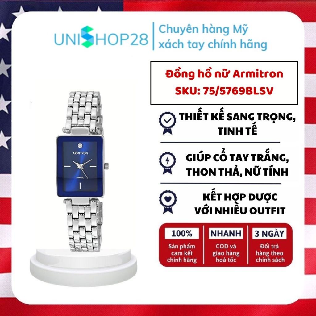 Đồng hồ nữ chính hãng Armitron SKU: 75/5769BLSV phong cách sang chảnh, tiểu thư Unishop28