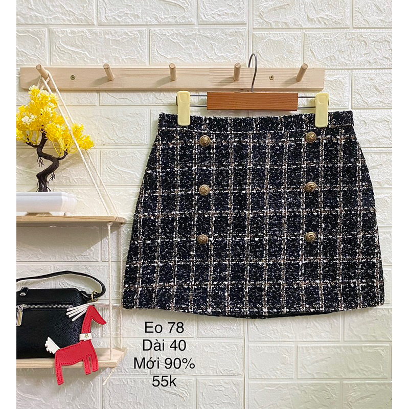 Chân váy tweed xịn. Số đo kèm trên ảnh.