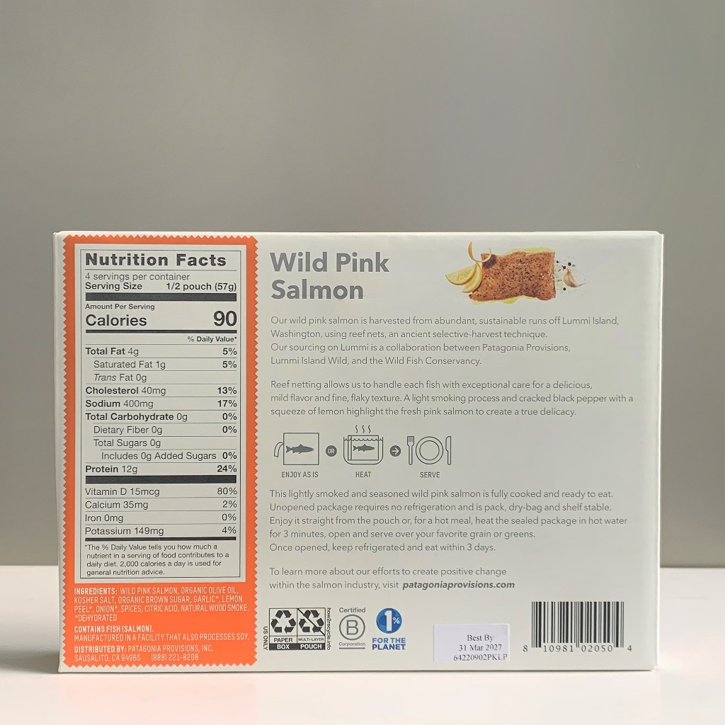 Cá hồi hoang dã ăn liền Wild Pink Salmon "Patagonia" 230g : 2 gói nguyên miếng