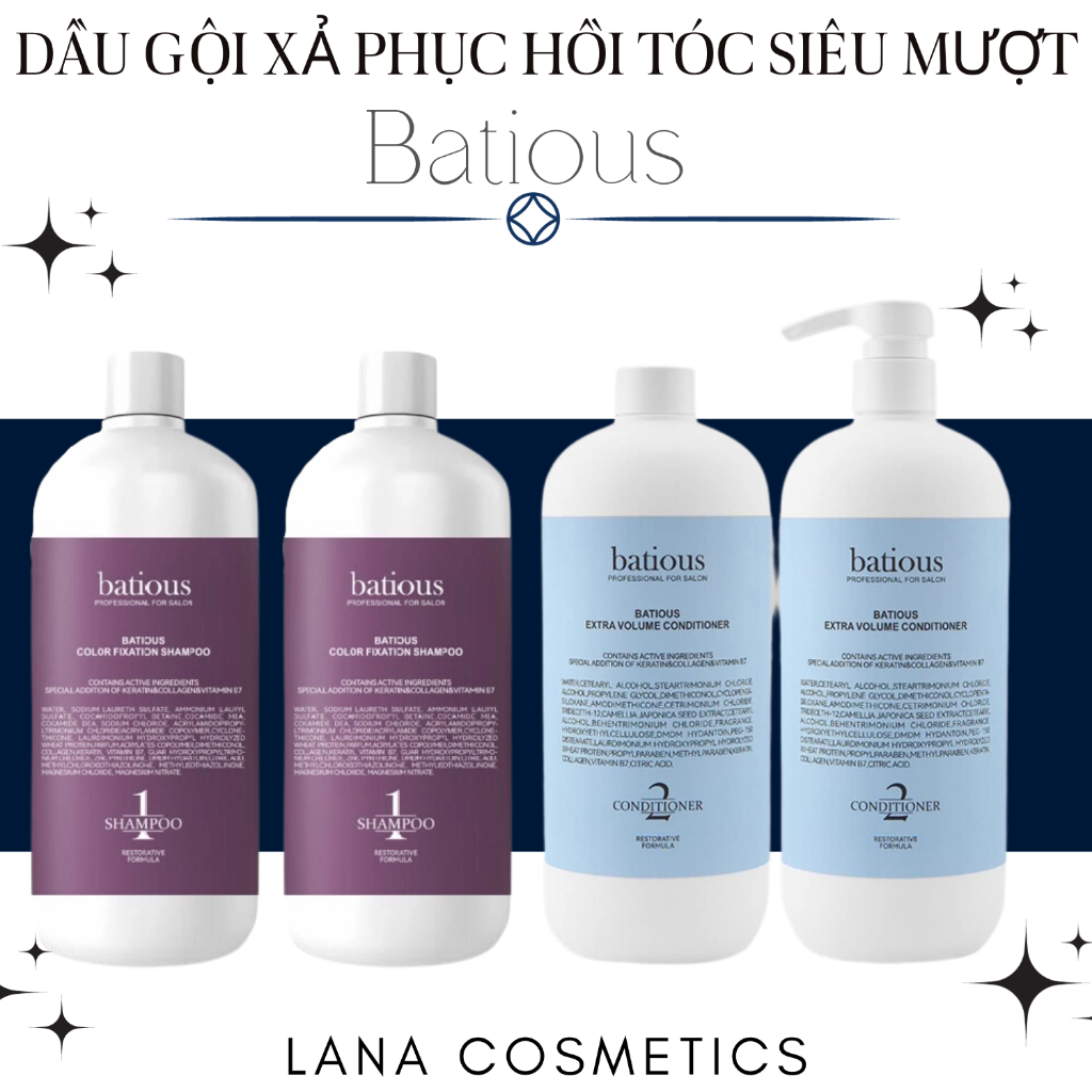 Bộ dầu gội xả Batious Shampoo & Conditioner làm sạch phục hồi tóc hư tổn cực hiệu quả