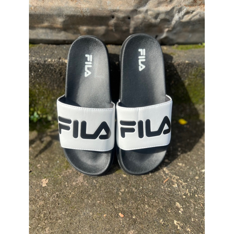 Dép quai ngang F I L A Unisex - Đen/Trắng