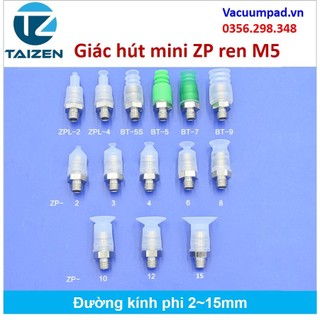 Giác hút chân không mini zp, zpl, bt kèm đầu nối ren m5