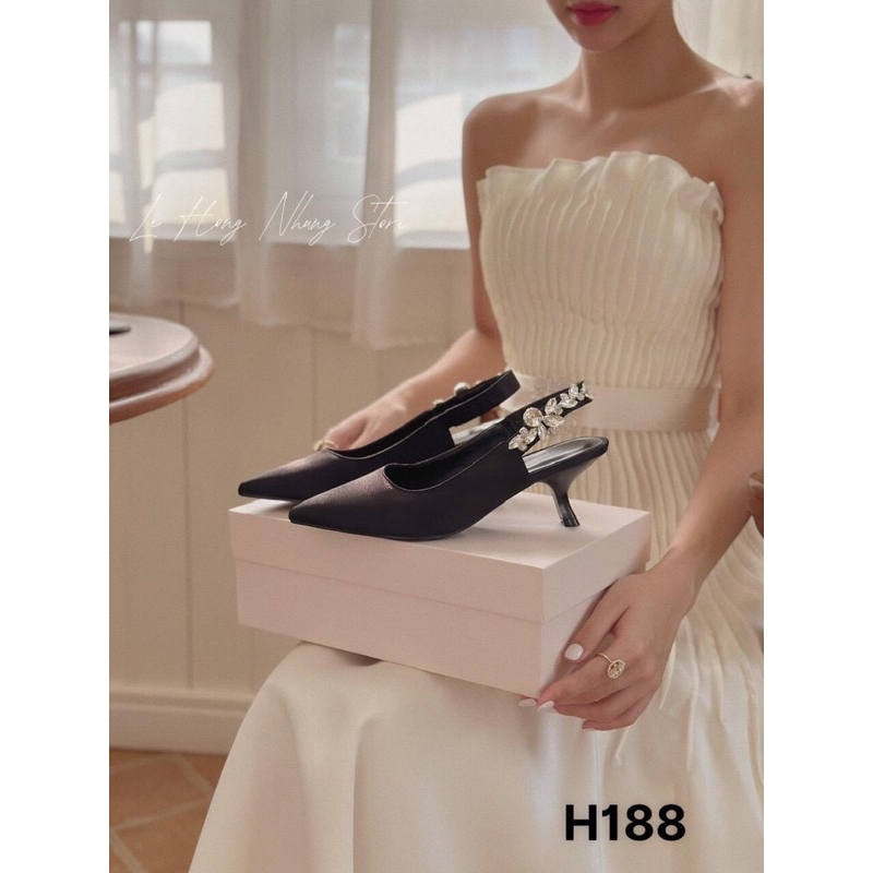 Giày cao gót mũi nhọn, giày hở gót quai đá cao 3cm mã H188