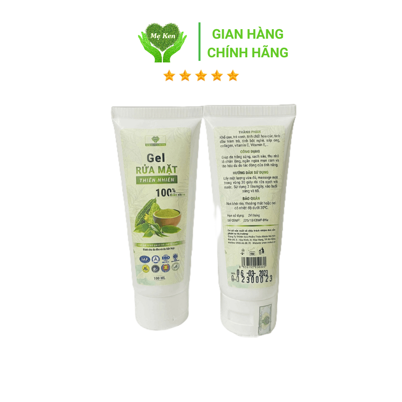 Sữa rửa mặt chiết xuất khổ qua trà xanh Mẹ Ken 100ml [Dành Cho Da Hỗn Hợp, Da Nhờn Giúp Sạch Sâu, Ngừa Mụn]