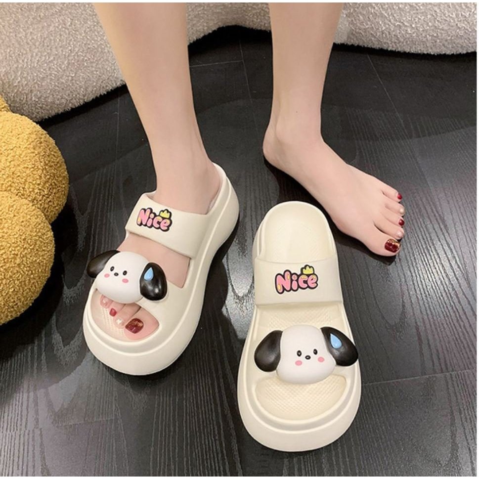 DÉP BÁNH MÌ 2 QUAI HÌNH CÚN NICE đế độn 6cm