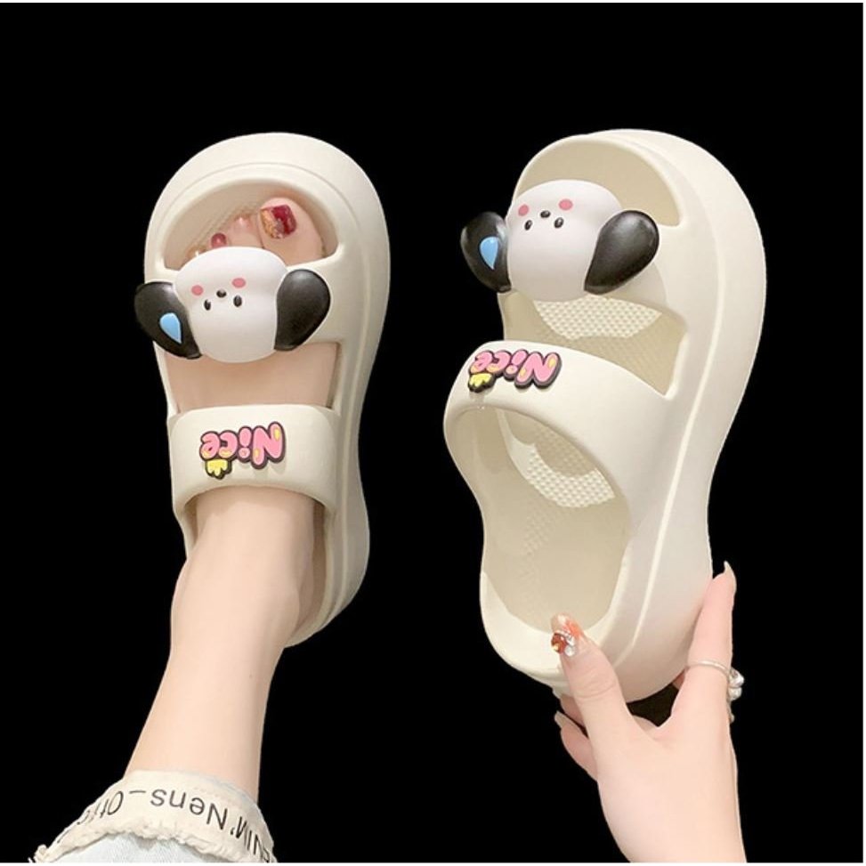 DÉP BÁNH MÌ 2 QUAI HÌNH CÚN NICE đế độn 6cm