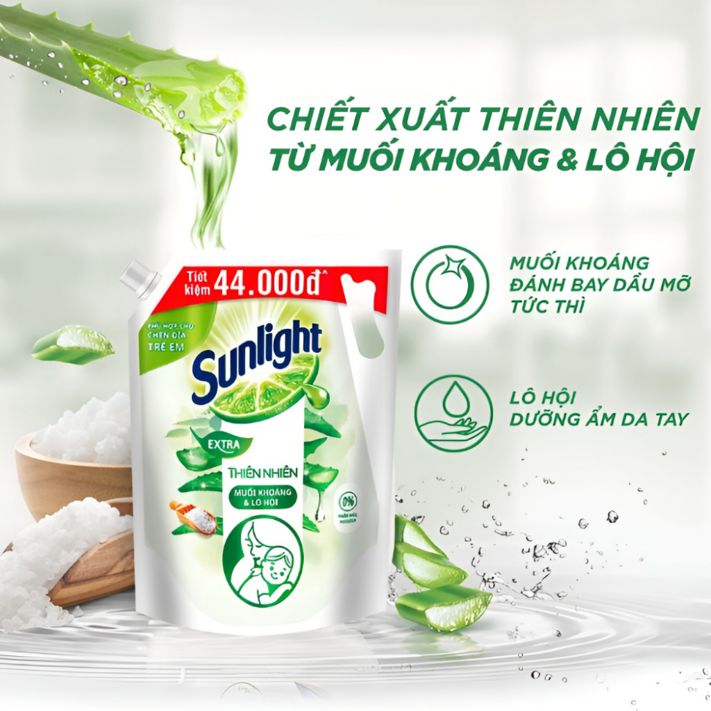 Nước Rửa Chén Sunlight, Dầu Rửa Bát Hữu Cơ Thiên Nhiên Sạch Nhanh Hương Thơm Tươi Mát Xả Bọt Nhanh Rửa Sạch Dầu Mỡ