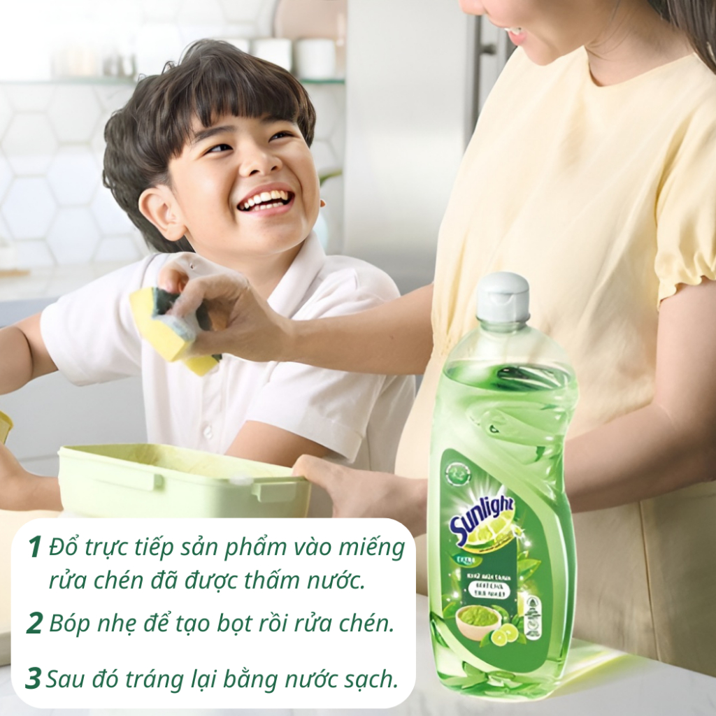 Nước Rửa Chén Sunlight, Dầu Rửa Bát Hữu Cơ Thiên Nhiên Sạch Nhanh Hương Thơm Tươi Mát Xả Bọt Nhanh Rửa Sạch Dầu Mỡ