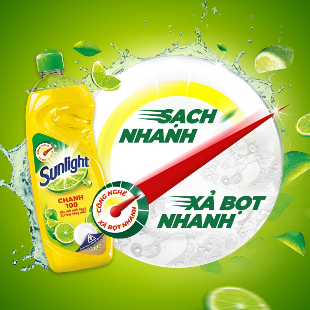 Nước Rửa Chén Sunlight, Dầu Rửa Bát Hữu Cơ Thiên Nhiên Sạch Nhanh Hương Thơm Tươi Mát Xả Bọt Nhanh Rửa Sạch Dầu Mỡ