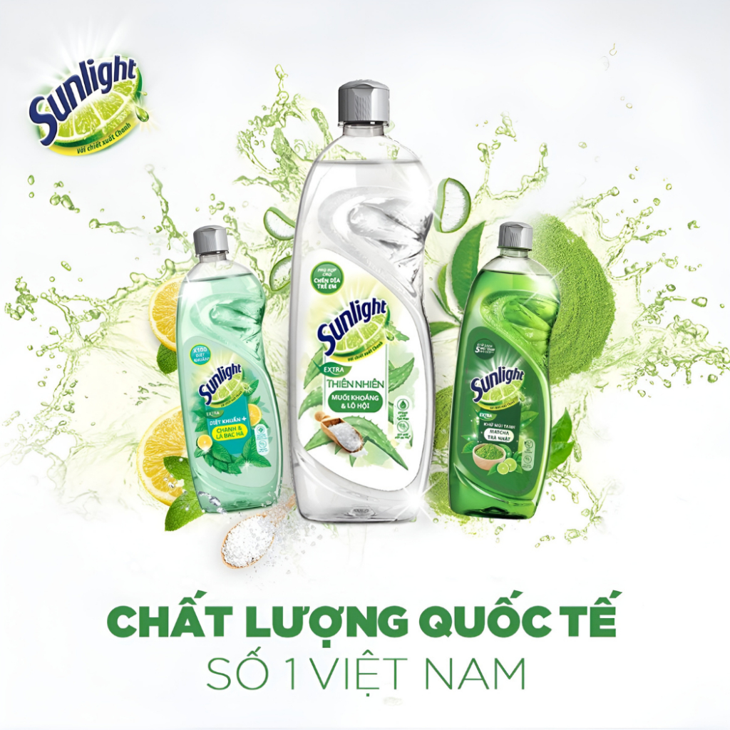 Nước Rửa Chén Sunlight, Dầu Rửa Bát Hữu Cơ Thiên Nhiên Sạch Nhanh Hương Thơm Tươi Mát Xả Bọt Nhanh Rửa Sạch Dầu Mỡ