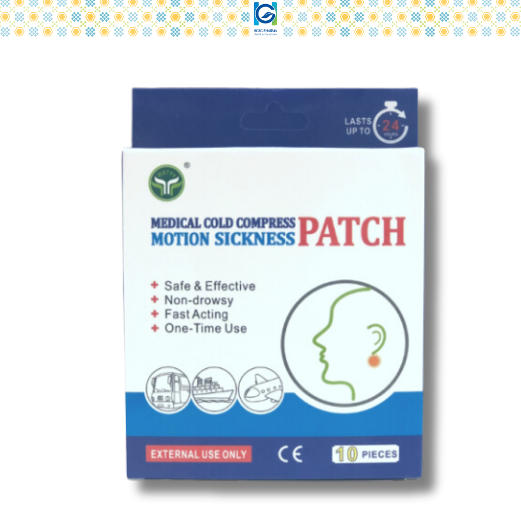 Miếng dán say tàu xe thảo dược HGSG Pharma Motion Sickness Patch hộp 10 miếng (nhập