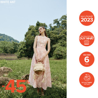 Đầm dài không tay, dáng xòe chữ a white ant jess circular dress đường can phối nẹp dây thắt eo, vải burnout 120400192
