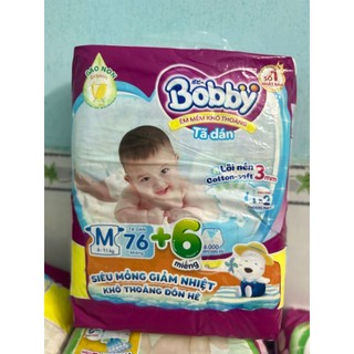 Tã dán bobby size size m 76 + 6 miếng/ l 68 miếng/ size xxl 56 miếng