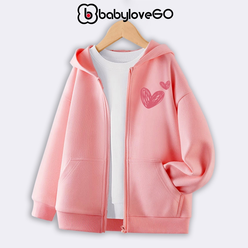 Áo khoác bé gái BabyloveGO 2023 áo khoác nỉ bông hoodie in hình độc đáo đáng yêu cho bé