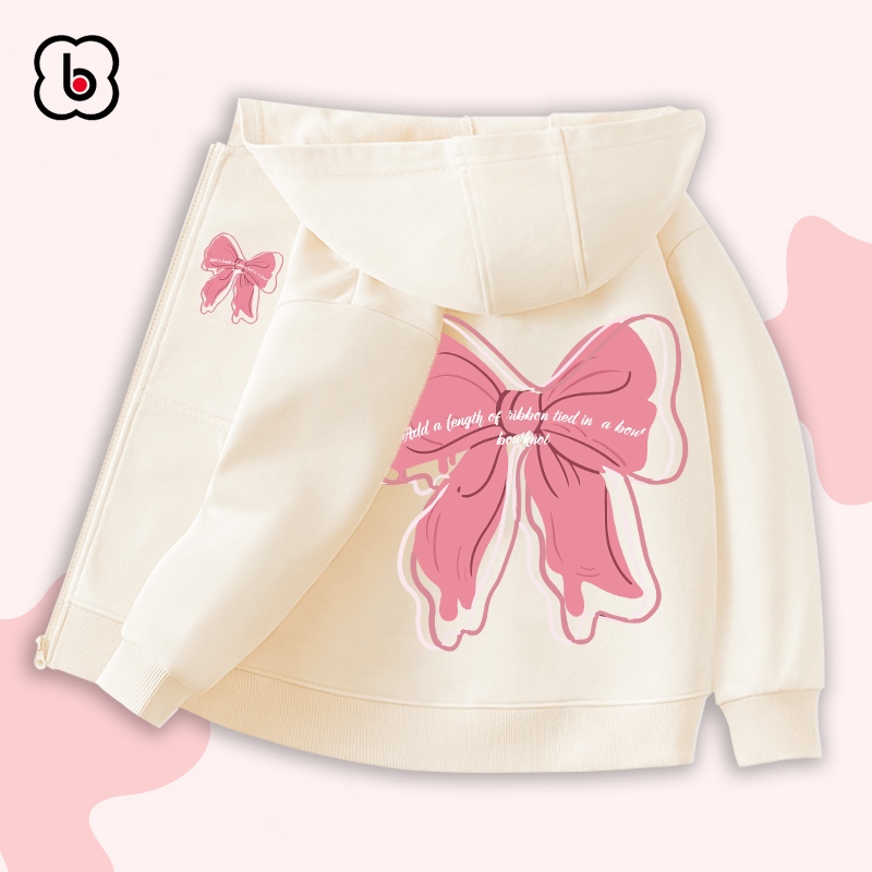 Áo khoác nỉ bé gái BabyloveGO 2024 áo khoác nỉ bông in hình độc đáo