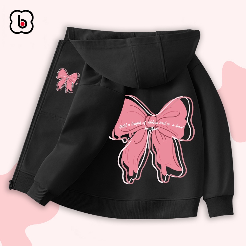 Áo khoác nỉ bé gái BabyloveGO 2024 áo khoác nỉ bông in hình độc đáo