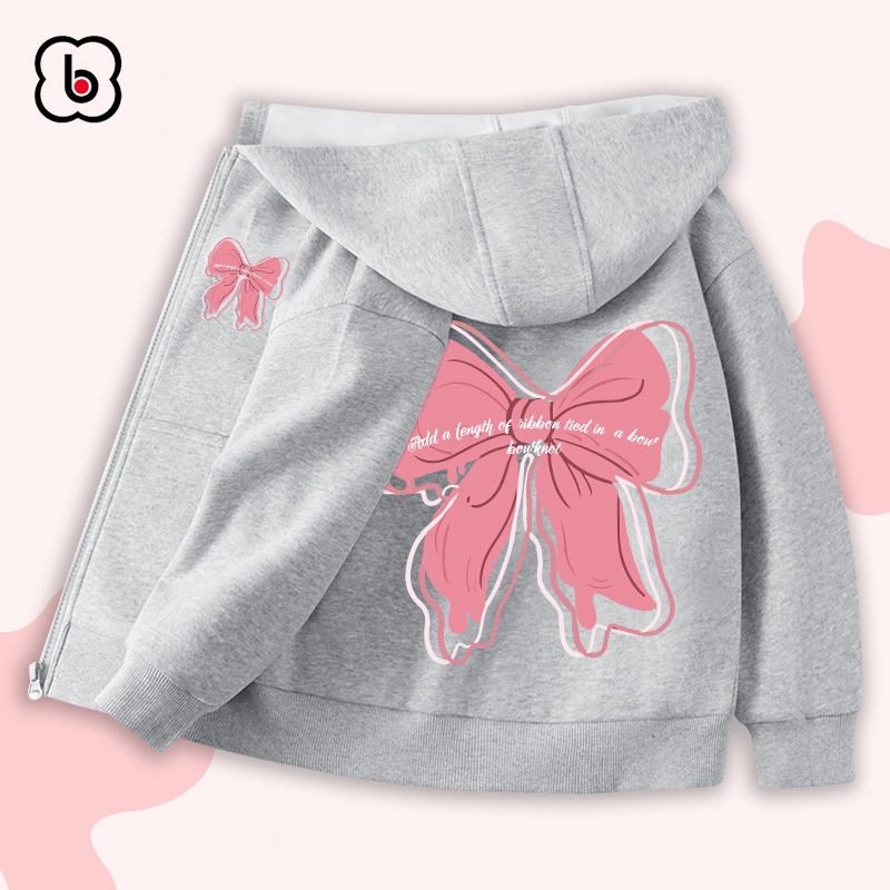 Áo khoác nỉ bé gái BabyloveGO 2024 áo khoác nỉ bông in hình độc đáo