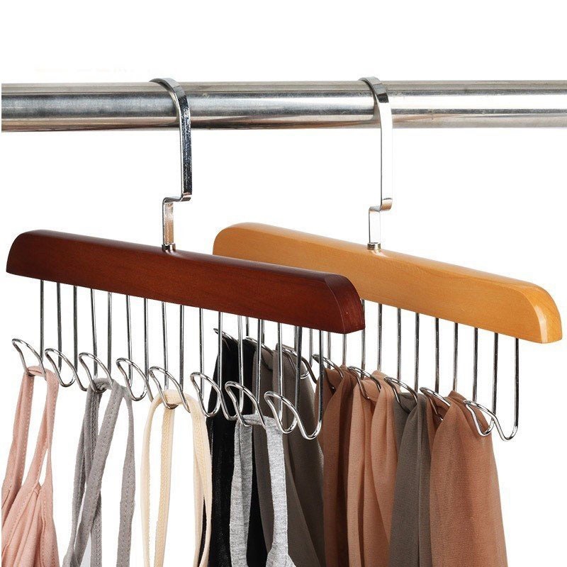 Móc Gỗ Treo Đồ Lót, Khăn , Thắt Lưng, Cà Vạt, Áo 2 Dây Đa Năng, Móc Treo Đồ 8 Nhánh