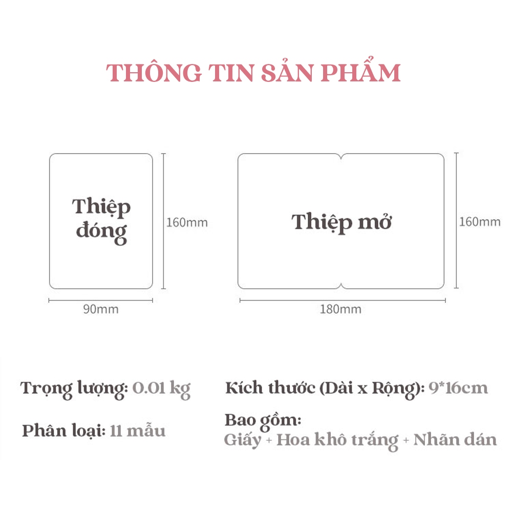 Thiệp Hoa Khô Cao Cấp Phong Cách Vintage Hàn Quốc, Thiệp Chúc Mừng Sinh Nhật, Valentine 14/2, 8/3, 20/10, 20/11 - EB104