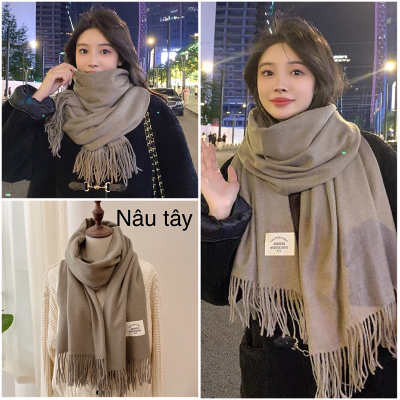 Khăn Len Dạ Lông Cừu Cashmere Cao Cấp ANARCHO Siêu Mềm Mịn Choàng Thu Đông