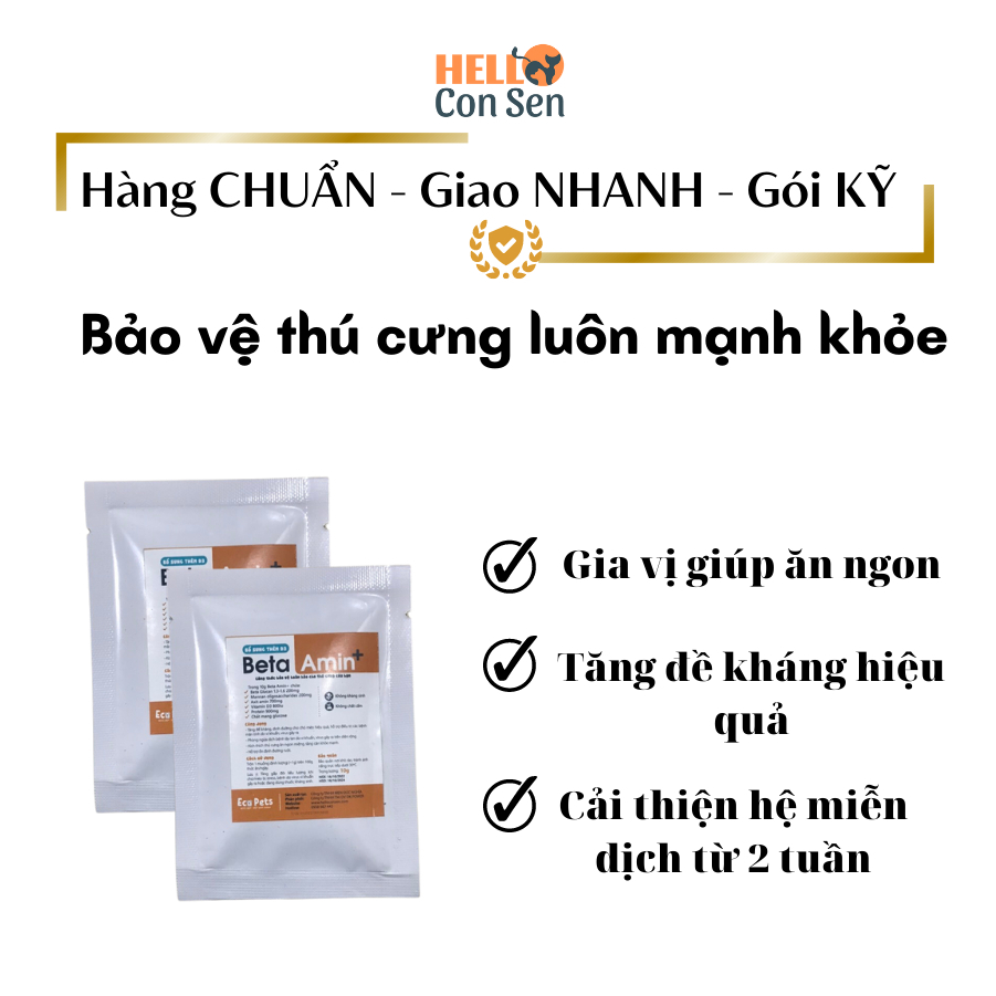 Men Vi Sinh Bioline G1 & Bột Dinh Dưỡng Beta Amin Ecopets Gói 5gr Tăng Đề Kháng và Ổn Định Đường Ruột Cho Chó Mèo