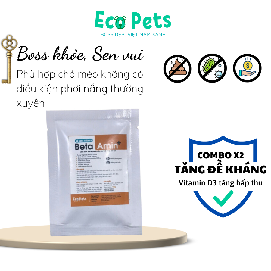 Men Vi Sinh Bioline G1 & Bột Dinh Dưỡng Beta Amin Ecopets Gói 5gr Tăng Đề Kháng và Ổn Định Đường Ruột Cho Chó Mèo