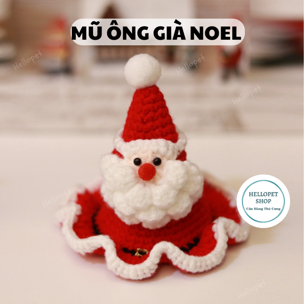 Mũ len cho chó mèo Cây thông giáng sinh dễ thương, Mũ giáng sinh cho thú cưng, Phụ kiện chó mèo đan len nhiều size