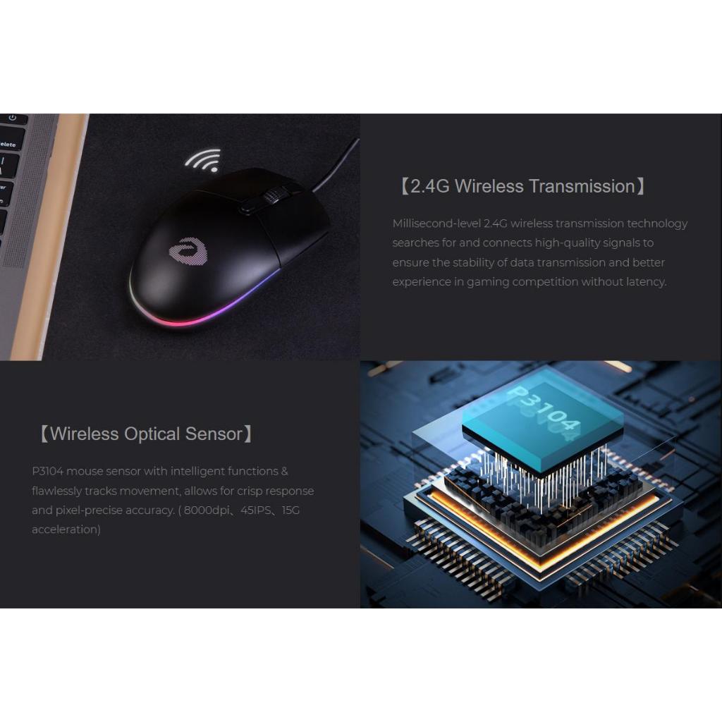 Chuột không dây gaming DAREU EM911X Dual Mod RGB pin sạc