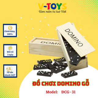 Đồ Chơi  Xếp Hình Domino V-TOYS 28 Thẻ Bài Nhựa Đen Trắng mini Hộp Gỗ Cao Cấp Rèn Luyện Trí Tuệ Giải Trí Cho Trẻ Nhỏ
