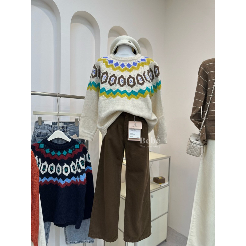 Áo len hoạ tiết 2 màu