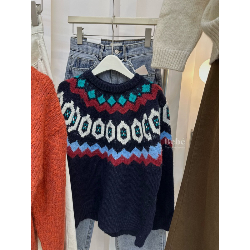 Áo len hoạ tiết 2 màu