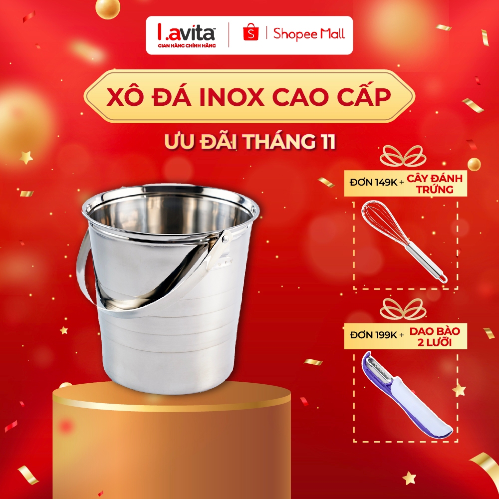 Xô Đựng Đá Inox Cherry Home Một Quai Tròn Chống Gỉ Nhiều Size