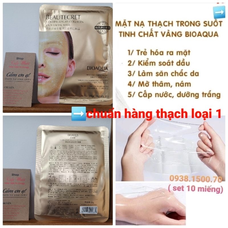 MẶT NẠ THẠCH CẤP NƯỚC SÁNG DA Bioaqua Beautecret 24k Golden Luxury Collagen lady Facial Mask 28g ❌SET 10 MIẾNG