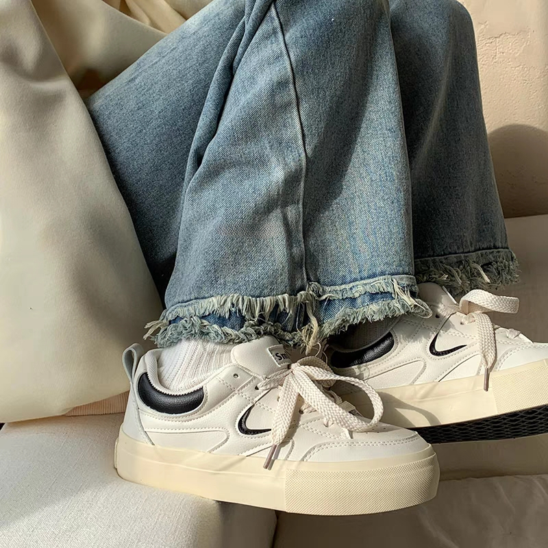 Giày Thể Thao Nữ MOCNHO đế cao 4cm retro basic da mềm mới hot phong cách thời trang đẹp mới