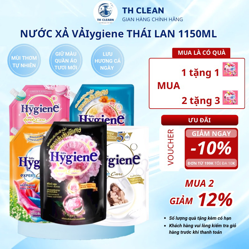 Nước xả vải Hygiene Thái Lan đậm đặc lưu hương lâu hơn túi, nước mềm vải thơm hương tự nhiên chánh kích ứng 1