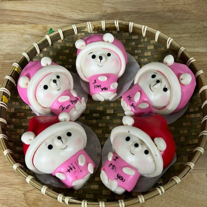 Bánh bao tạo hình - mẫu bánh Gấu abu Noel 2023
