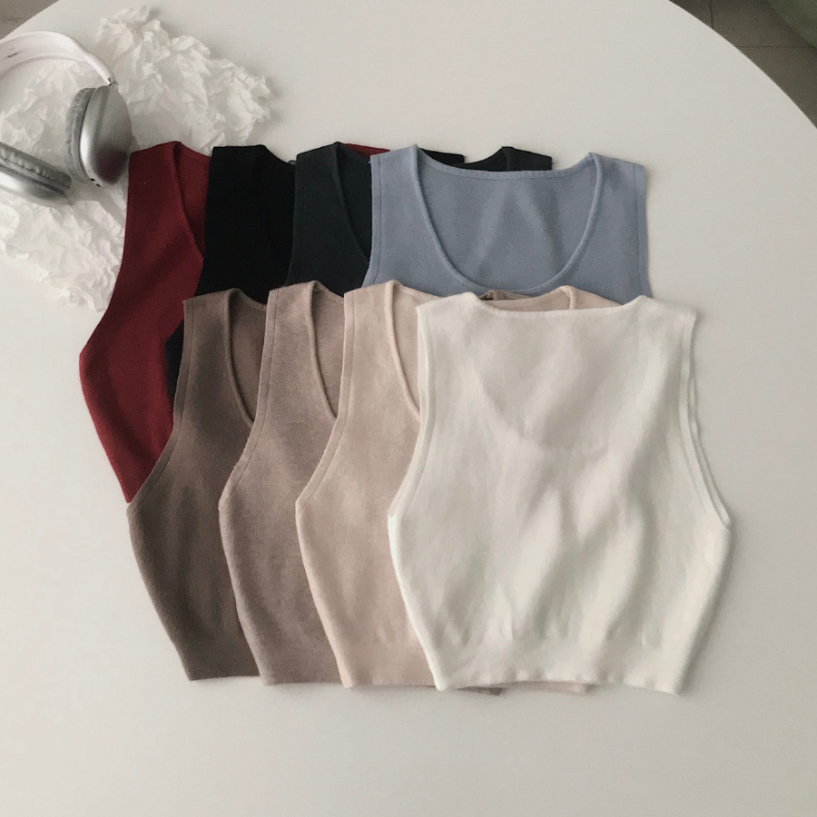 Áo croptop không tay nữ chất vải len dệt kim mịn CHINY 10631 - Jemcloset