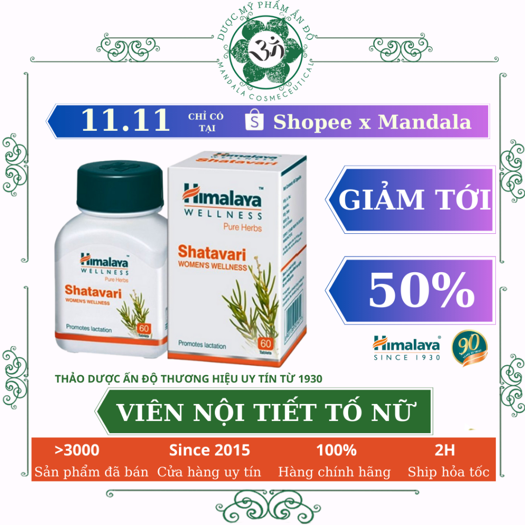 Combo Shatavari Himalaya điều hòa nội tiết giảm mụn, đẹp da - Mandala Shop