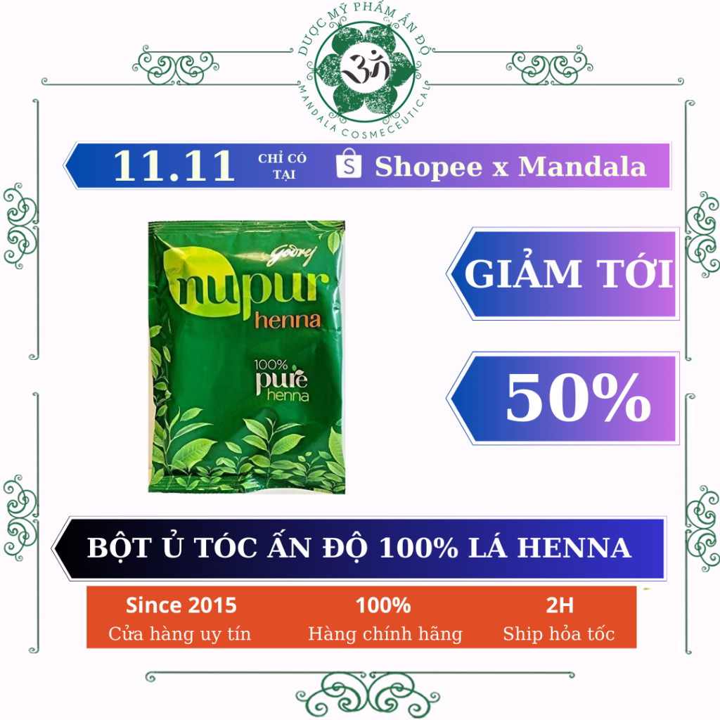 Bột ủ tóc Nupur 100% Henna 150g
