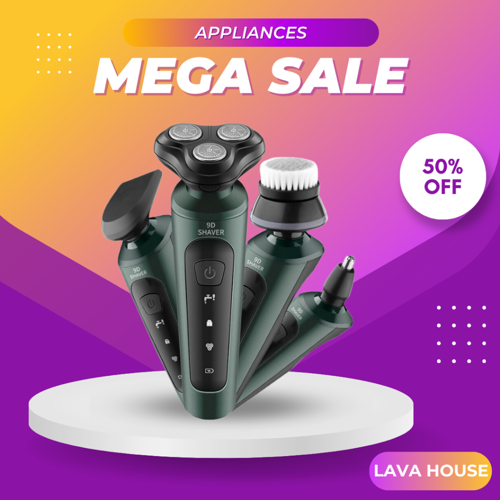 Máy cạo râu nam Shaver 9D 4in1 kiêm tỉa lông mũi cao cấp, 3 lưỡi dao kép, công nghệ chống nước IPX7 bảo hành 12 tháng