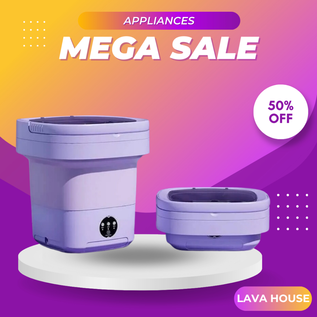Máy Giặt Mini Gấp Gọn Tự Động, Máy Giặt Đồ Lót, Tất Vớ, Quần Áo Trẻ Em Dung Tích 6L Tự Vắt Khử Khuẩn Bằng Ánh Sáng Xanh